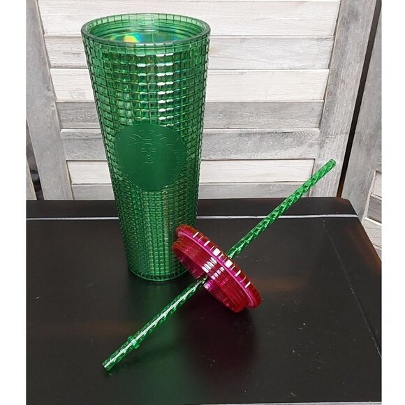 Spring 2023 Green and Pink Grid Cold Cup (24 oz) | Starbucks - Picture 6 of 8